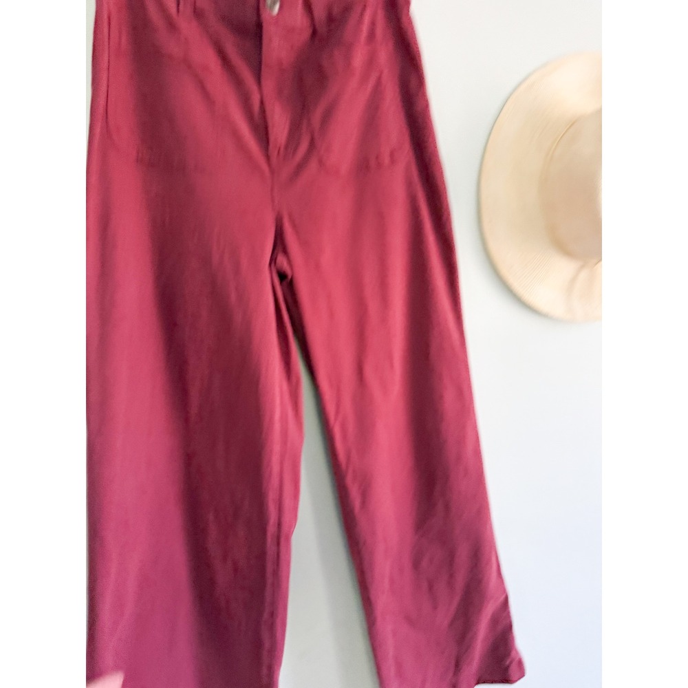 Madewell | Emmett Wide-Leg Patch Pocket Pants Claret Red Burgundy | Sz 29 - Picture 3 of 11